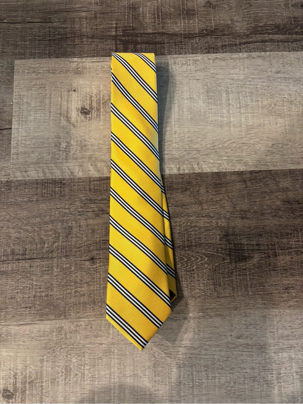 Stafford Yellow Stripe Men's Tie with Navy and White Accents